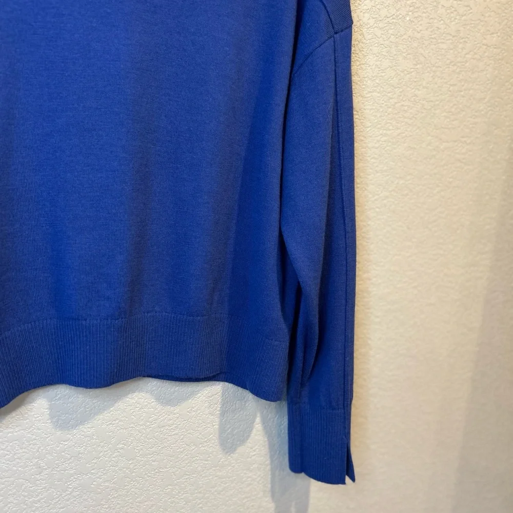 Banana Republic Lightweight Bold Blue Fine Merino Wool V-Neck Sweater Size M - Picture 6 of 7